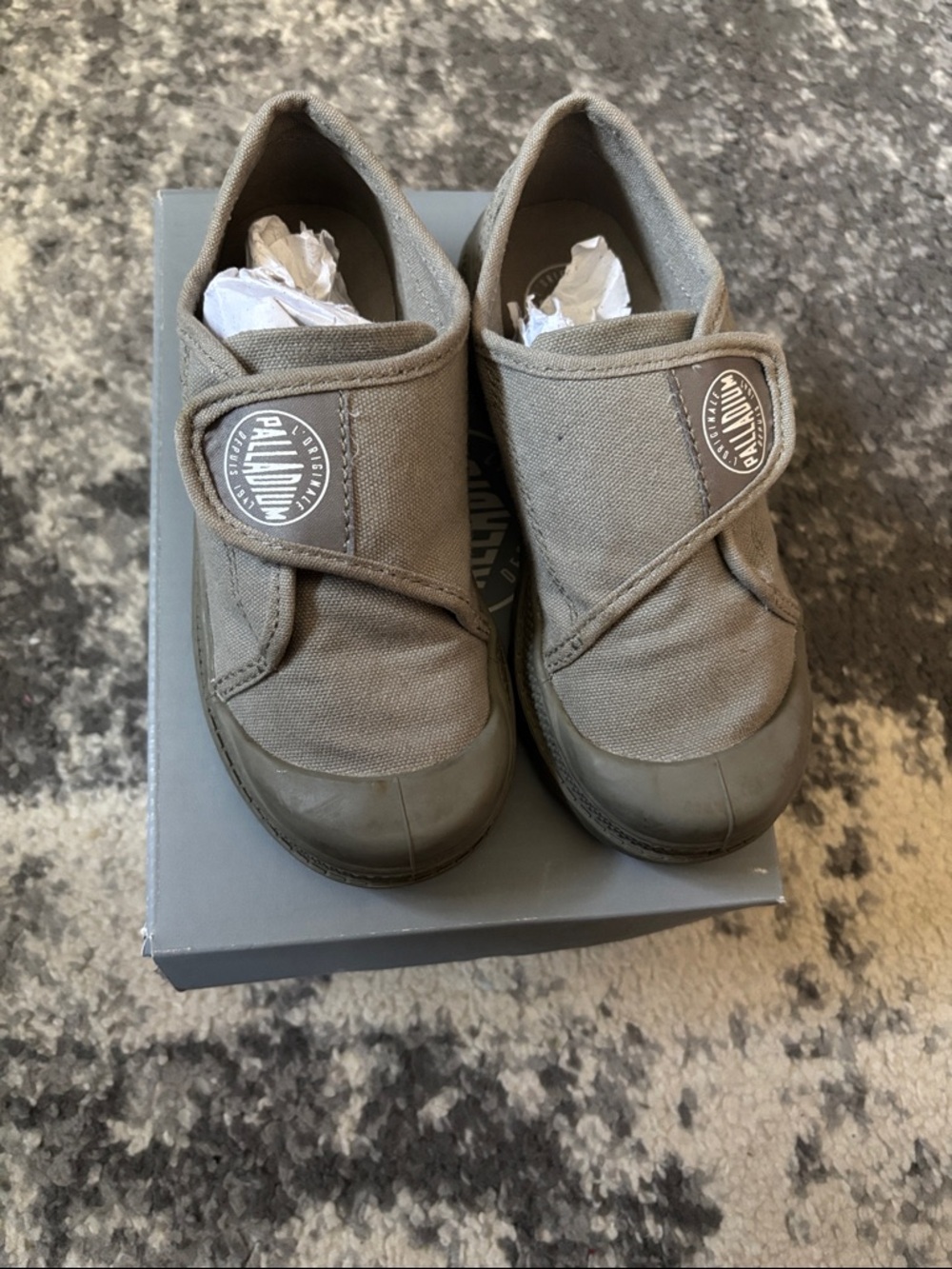 Palladium Kids Olive Green Canvas Hook-and-Loop Sneakers